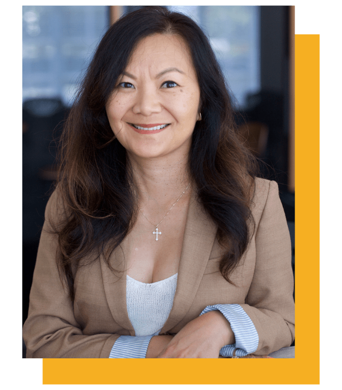 Image with yellow background maye saephanh, interim managing director