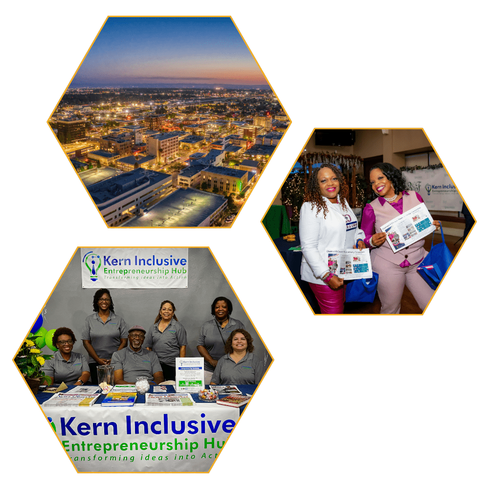 Three hexagons template Kern Inclusive Entrepreneurship Hub