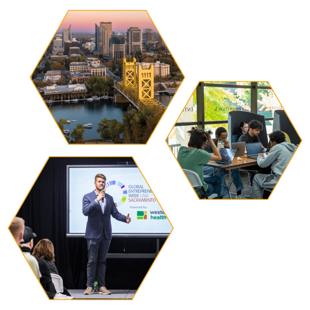 Three hexagons template the Carlsen Center